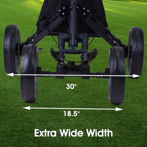 DRUIDS 4 Wheels Golf Pull Cart : Upright Golf Push Cart, Light Golf Roller Cart with Brake, Quick Fold Self Push Hand Cart Golf with Cup, Umbrella Holder, Cooler - Image 6