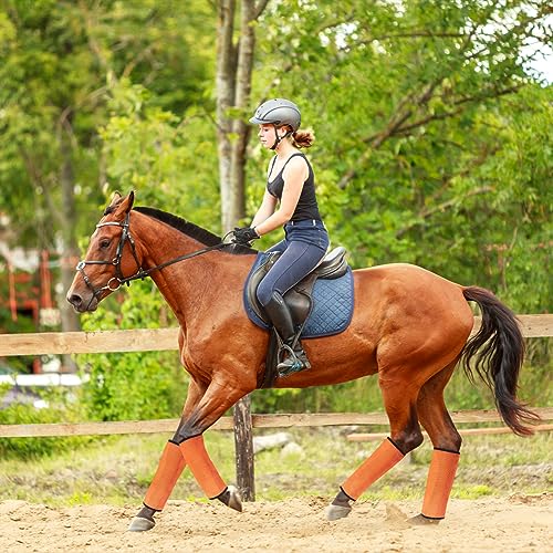 Image of Septo Boots for Horse,4 Set Mesh Shoo Boots for Horses,Horse Boots Reduce Stomping,Hoof Damage and Leg Fatigue (Orange)