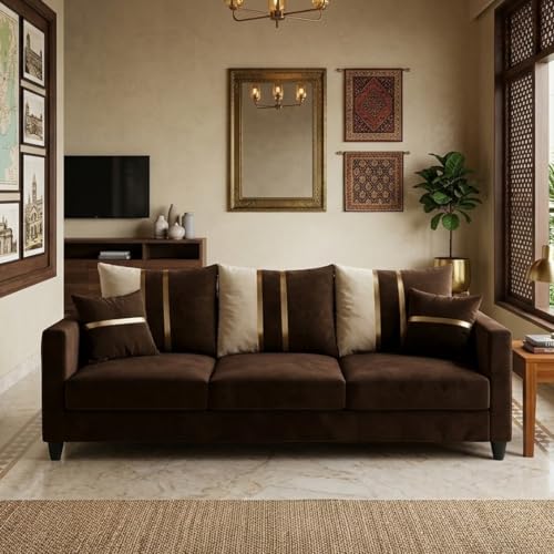 Image of Jester Plush Comfort Sofa | 3 Seater | Luxury Velvet Suede Fabric | Modern Living Room Sofa | Dark Brown