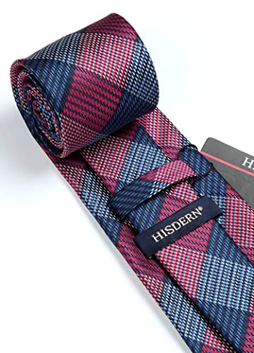 Image of HISDERN Ties for Men Solid Houndstooth Neckties Handkerchief Formal Business Tie & Pocket Square Set Wedding Party