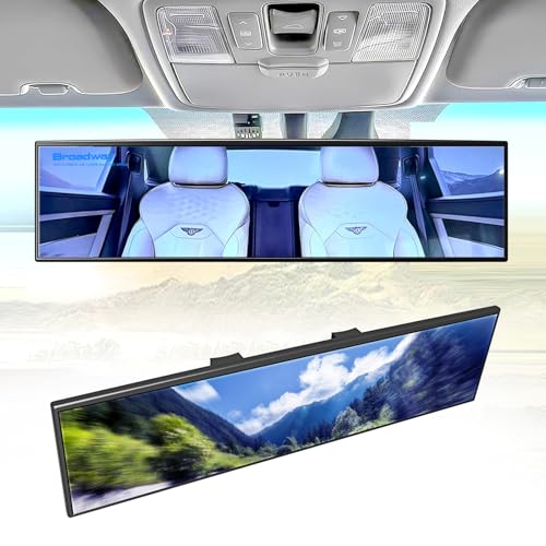 NINGFIST Broadway Panoramic Rear View Mirror Wide Angle Car Mirror Blind Spot Convex Rearview Mirror Essential Rear View Mirror Accessories for Cars SUV Trucks Vehicles (270mm-Blue)