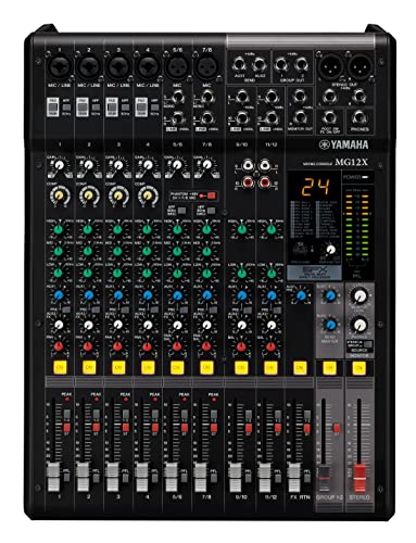 Image of YAMAHA MG12X CV Analog Mixing Console,12-Channel Stereo Mixer, Xlr Connection, With D-Pre Preamps, 24 Effect Programs, And 1-Knob Compressors, Black