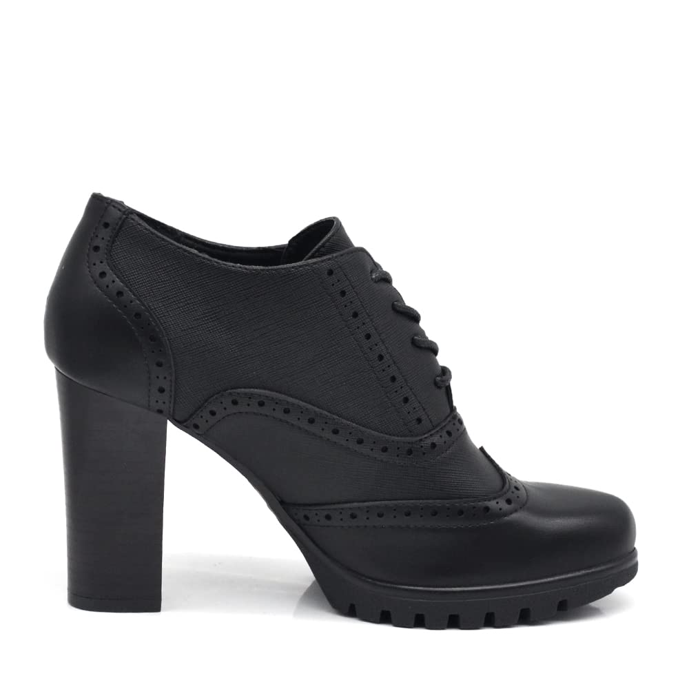 IF Fashion Chaussures Femmes Lacets Francis Broderie Talon Grosse Cuir Synthétique IF146, 2183