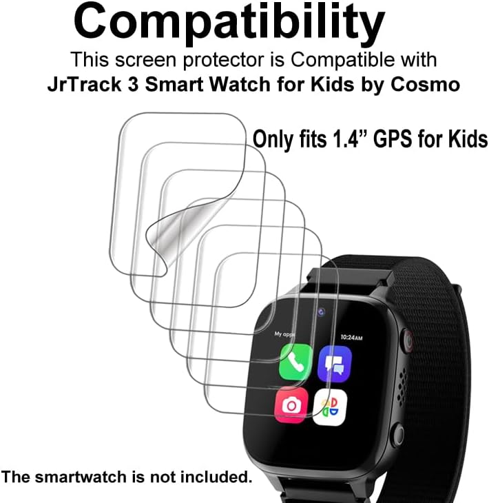 Soft Screen Protector Compatible with JrTrack 3 Smart Watch by Cosmo, TPU, 6-pack, Full coverage, Bubble Self-healing - Image 2