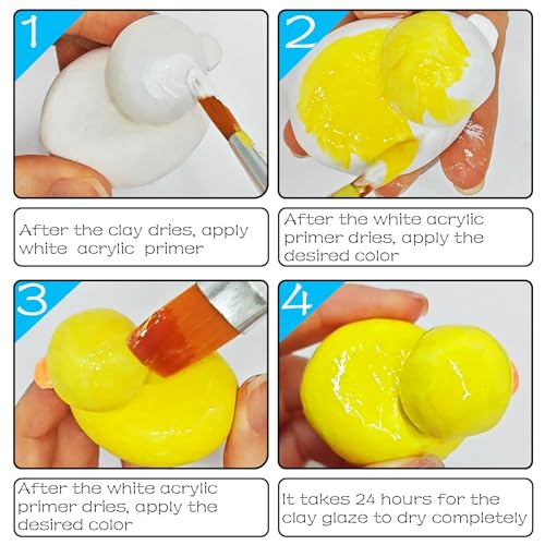 50 ml di smalto per argilla essiccata all'aria, vernice per argilla ad asciugatura all'aria, argilla per asciugatura all'aria, può essere utilizzata per prevenire screpolature, graffi e usura