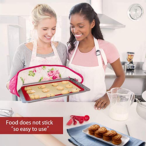 5PCS Silicone Baking Mats, 2 Half Sheets Mats + 1 Quarter Sheet Liner + 1 Round + 1 Square Cake Pan Mat & Silicone Baking Brush- 100% Food Safe Silicone & Non-Stick,For Baking Cake Cookie - Thumbnail 3