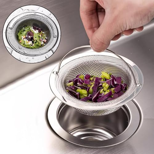Colador para fregadero de cocina de acero inoxidable 2 piezas miniatura 3