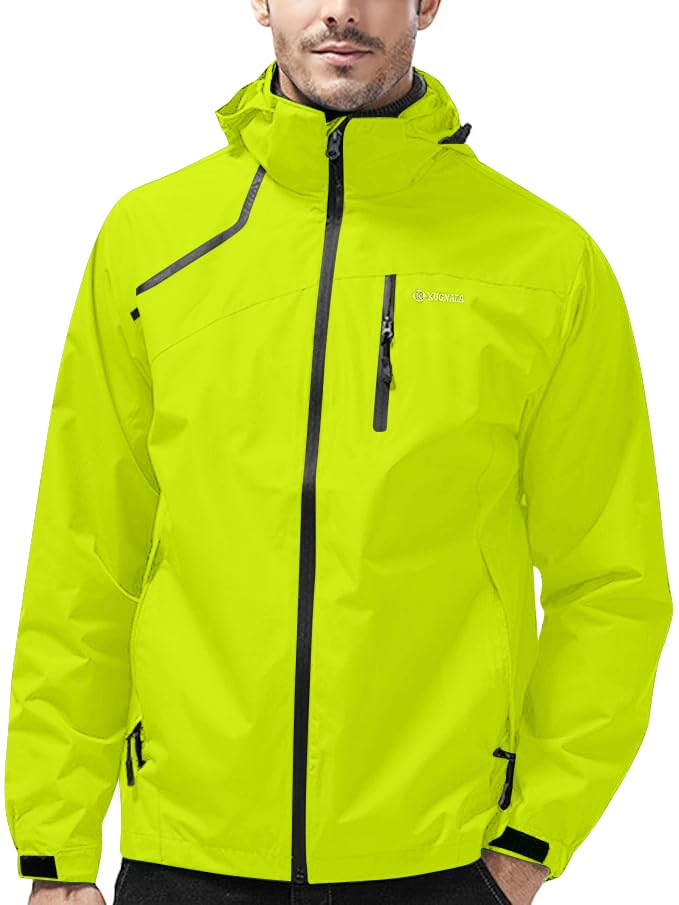 Image of Mens Lightweight Waterproof Jacket Windproof Rain Hooded jackets for Running Hiking Cycling Travel M-7XL