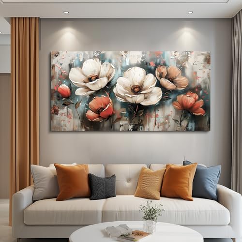 FUHAIHUA Canvas Wall Decor For Bedroom Large Wall Art For Living Room Office Decorations Boho Wall Pictures Flowers Landscape Paintings Artwork Aesthetic Posters Ready To Hang Home Decor 24x48 In