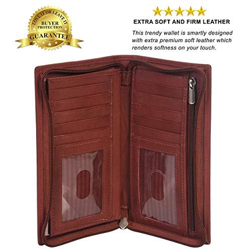 LeatherBoss Checkbook Holder Wallet with All Around Zipper and Pull Out Checkbook2