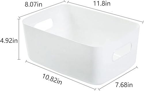 Miniatura 2 de Paquete de 2 cestas de almacenamiento de plástico, contenedor de almacenamiento blanco con asa, cubos de organización de baño, organizador de