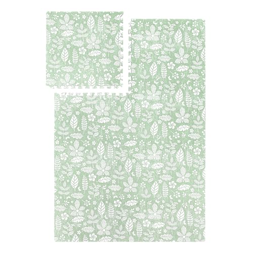 Image of PopsyKosy Premium Baby Floor Play Mat - Thick & Cushioned 0.5 inch Playroom Foam Mat, Non-Toxic Odorless - 6 Tiles - Spacious 6x4 ft. - Stylish & Large, Waterproof for Kids & Toddlers - Olive Green