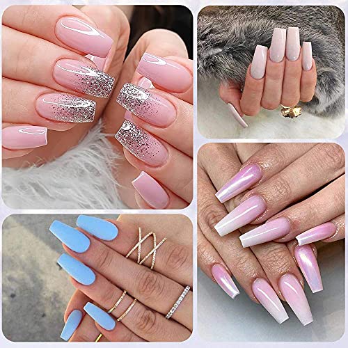 Morgles 500Pcs Clear Acrylic Nail Tips Fake Nails Half Cover Square Flat Nail Tips Nail Clipper Files And Glues Cuticle Fork For Nail Art Salon Home Diy #TOP1