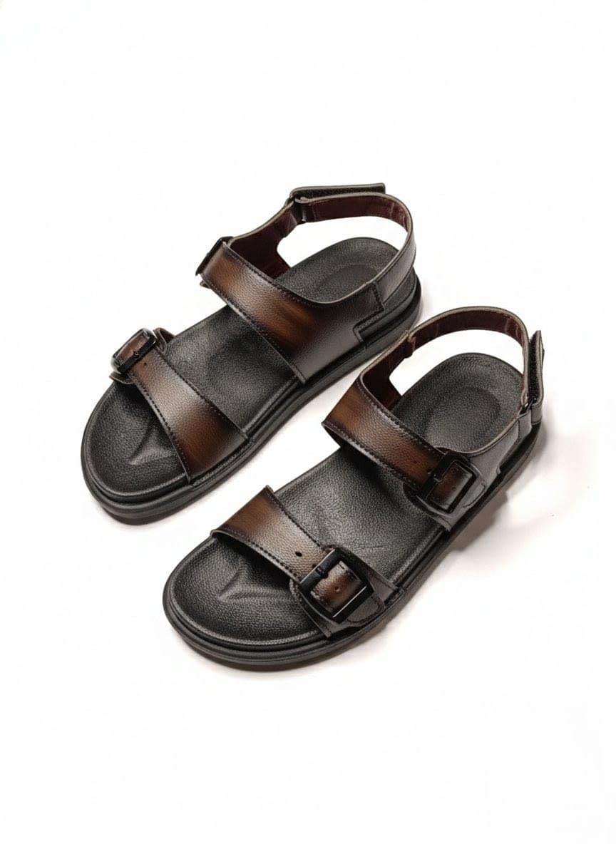 Men’s Black Adjustable Sandals | Lightweight Casual Comfort Footwear for Daily Wear | Soft Cushioned Open Toe Slingback Sandals for Men-image-9