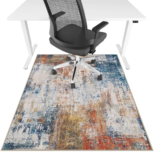 Office Chair Mat for Hardwood Floor & Tile Floor,36″X 48″ Heavy Duty Desk Chair Mat for Hard Floors, Under Desk Rug for Rolling Computer Chair,Anti Slip,Low Pile Carpet Floor Protector-Abstract Multii