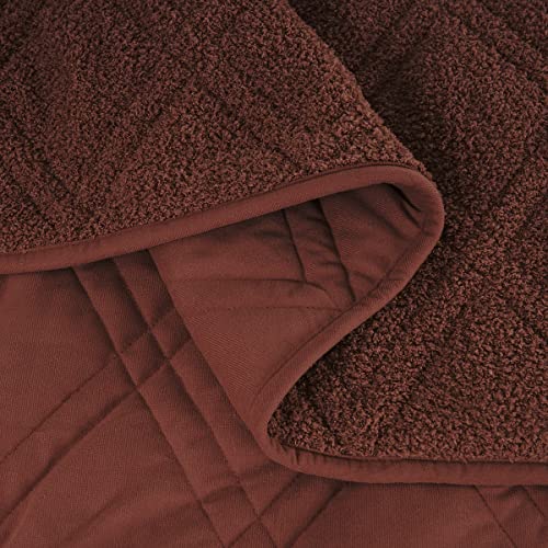 Down Home 3 Pieces Cozy Chenille Quilt Set Coverlet Set Super Soft And Cozy Modern Diamond Stitch Patternbronze Brown Full Queen #TOP5