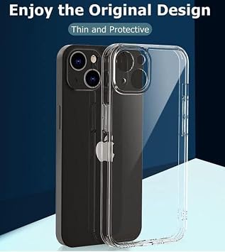 GGM GİYİM & AKSESUAR iPhone 13/14 ile Uyumlu Silikon Şeffaf Kılıf Şok Emici Özellikli Full Kasa Koruma Sağlayan Şeffaf Kılıf
