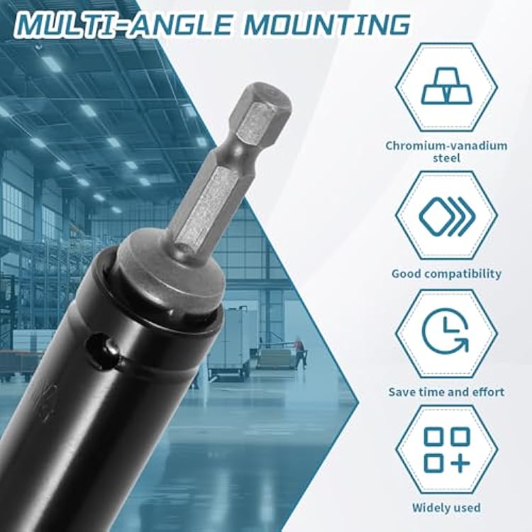 9/16(14mm) Power Nut Driver Nut Runner Hollow Socket with 360 Rotatable 1/2 Impact Grade Socket Adapter,Hollow Nut Driver with 1/4 Hex Shank,Suitable for Overhead Fastening Applications Operations