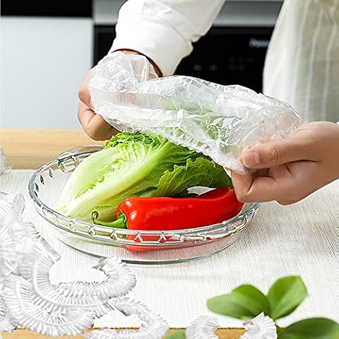 100PCS/200PCS Fresh Keeping Bags,Elastic Plastic Food Storage Covers ,Used for Fruit Preservation and Food Storage (100PCS) Cover