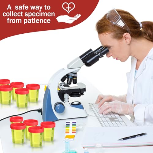 Image of Geiserailie 100 Pcs Urine Cups 4oz Disposable Specimen Container,Red