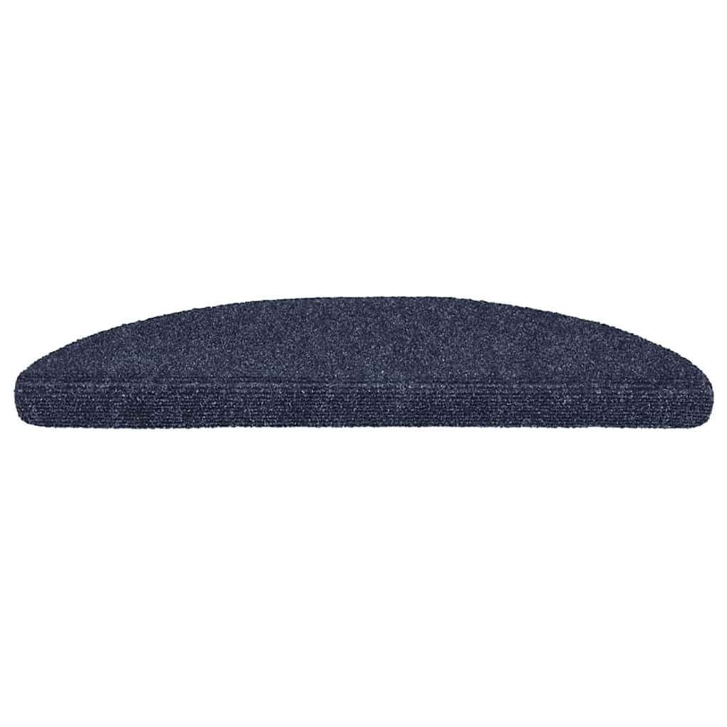 vidaXL Tapis d'escalier Autocollants 15 pièces 56 x 17 x 3 cm Bleu Demi-Rond