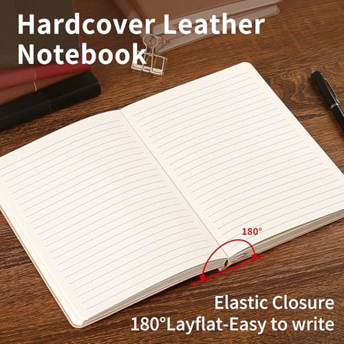 Image of Lined Journal Notebook for Work College Ruled Note Book 5.79 inchx8.27 inch A5 PU Leather Daily Journaling 216 Pages for Women Men Writing Home School Supplies Business (Brown)