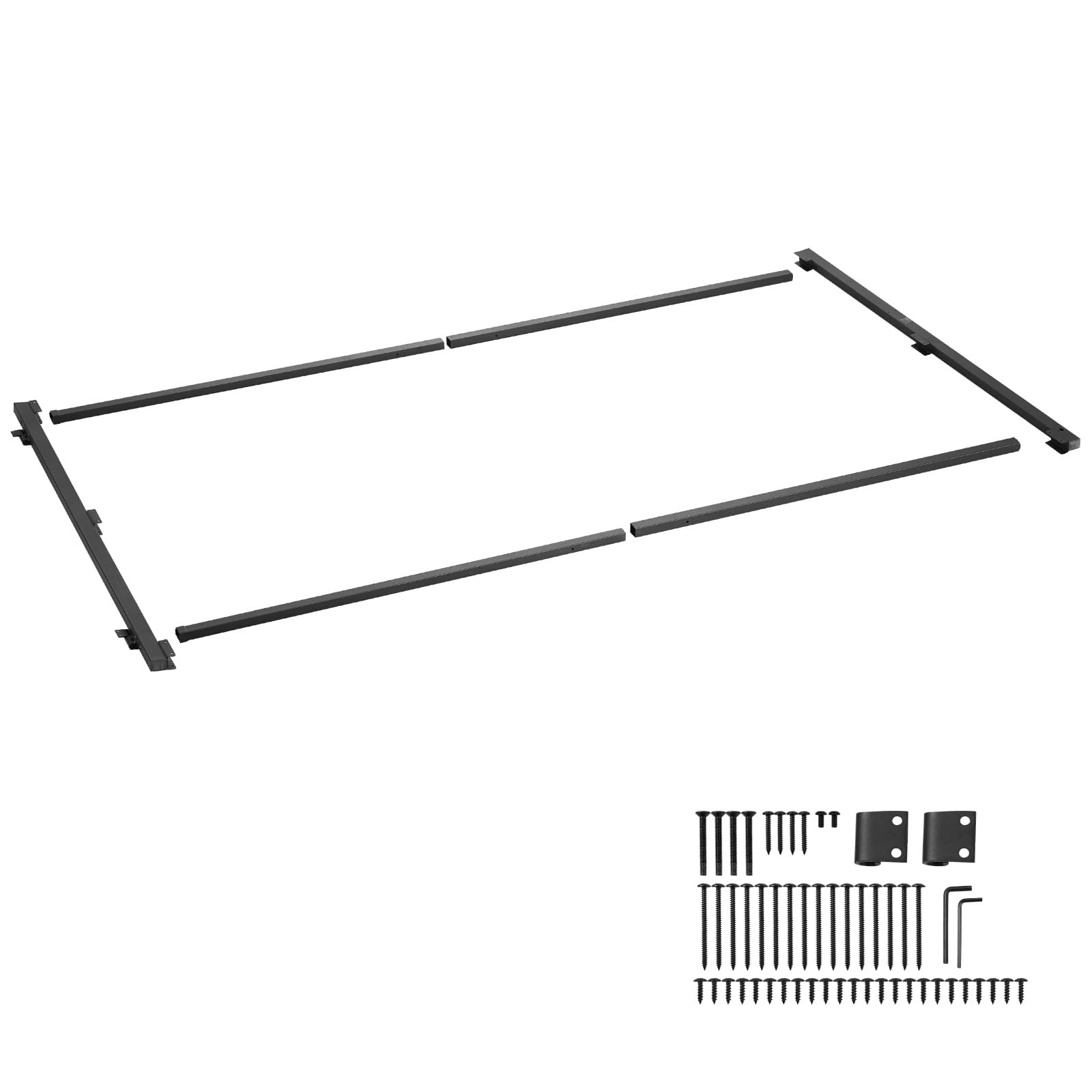 Happybuy Gate Construction Set, Fits Openings 60-96 Inches Wide, for 6-7 ft High Fence, Adjustable Gate Frame Kit with Anti-Sag, Comes with Latch Lock and Screw, for Wooden & Iron Fences, Black