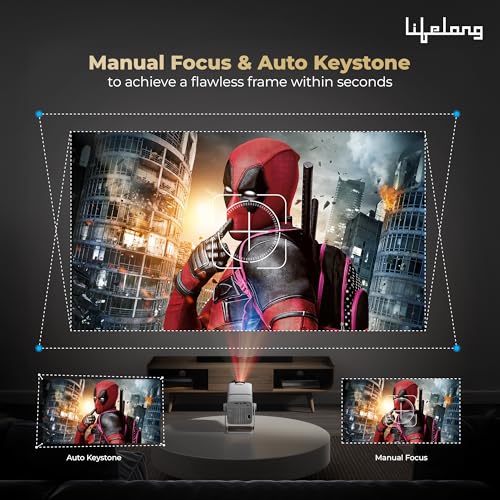 Image of Lifelong Electronics Lightbeam X Smart Projector | Android, 1080P & 4K Ultra HD Support, 2X 3500 Lumens, 720p Native | For Room & Outdoors | All OTT Apps | WiFi /BT,Mirroring,USB,ARC,HDMI,180,Speakers