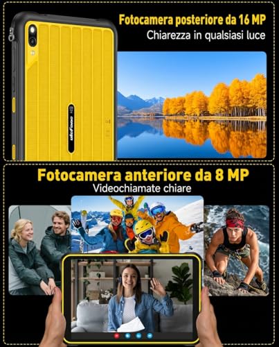 Ulefone Rugking Pad Pro Tablet Rugged Android 16, Octa-Core Tablet Robust 8.68 Pollici, 16GB RAM+128GB ROM/2TB, 7100Mah, 16MP Camera Torcia Elettrica, Tablet Con Dual Sim 4G+Esim/Nfc/Gps/Otg/Garanzia - 6