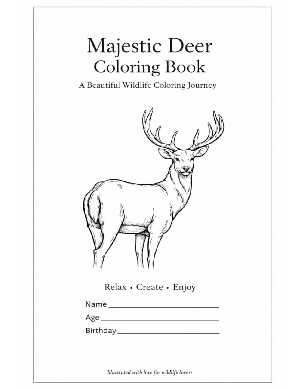 Majestic Deer Coloring Book for Kids: Fun & Relaxing Wildlife Adventure for Creative Boys & Girls