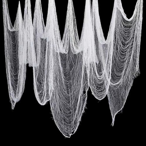 Halloween Gauze - 48x240in Creepy Cloth for Haunted Houses Halloween decorations White