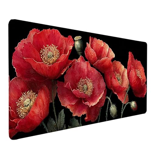 Tapis de souris XXL fleur grand format mouse pad gamer avec bords cousus