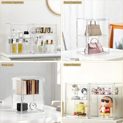 Image of Acrylic Display Case, 2 Layer Clear Figure Display Cases for Collectibles with Magnetic Door, Acrylic Box with Movable Dividers 1 Pack