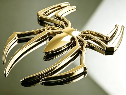 Image of 2 PCS 3D Spider Chrome Emblems Badges Sticker Car Decoration for Universal Car Vehicle, Truck, Motorcycle, RV, Scooter, SUV, Door, Window(Yellow-B0CHYRQBG1)