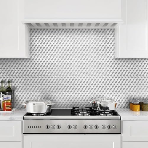 Image of KBR Self-Adhesive PVC 3D Wall Sticker Oil Proof and Waterproof, Kitchen Backsplash Silver Stickers Wallpaper for Hotel, Living Room, Bedroom & Cafe Walls (60cm x 200cm, Pack of 1)