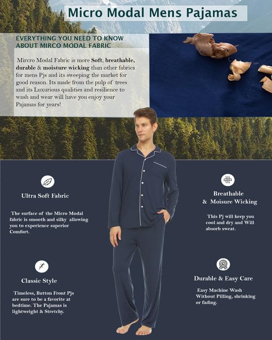 Button Front Men's Pajama Sets - Soft Micromodal Pajamas men - Men's pajamas - Comfy Loungewear for men4