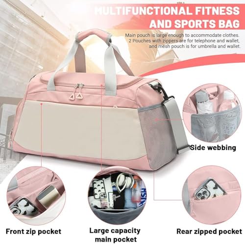 Image of CAVALO - Be Unique Travelling Bags for Luggage Muti- Pocket Sports Duffle Bags for Men and Women with Wet Pocket & Shoe Compartment Weekender Overnight Gym Bags for Women (Peach)