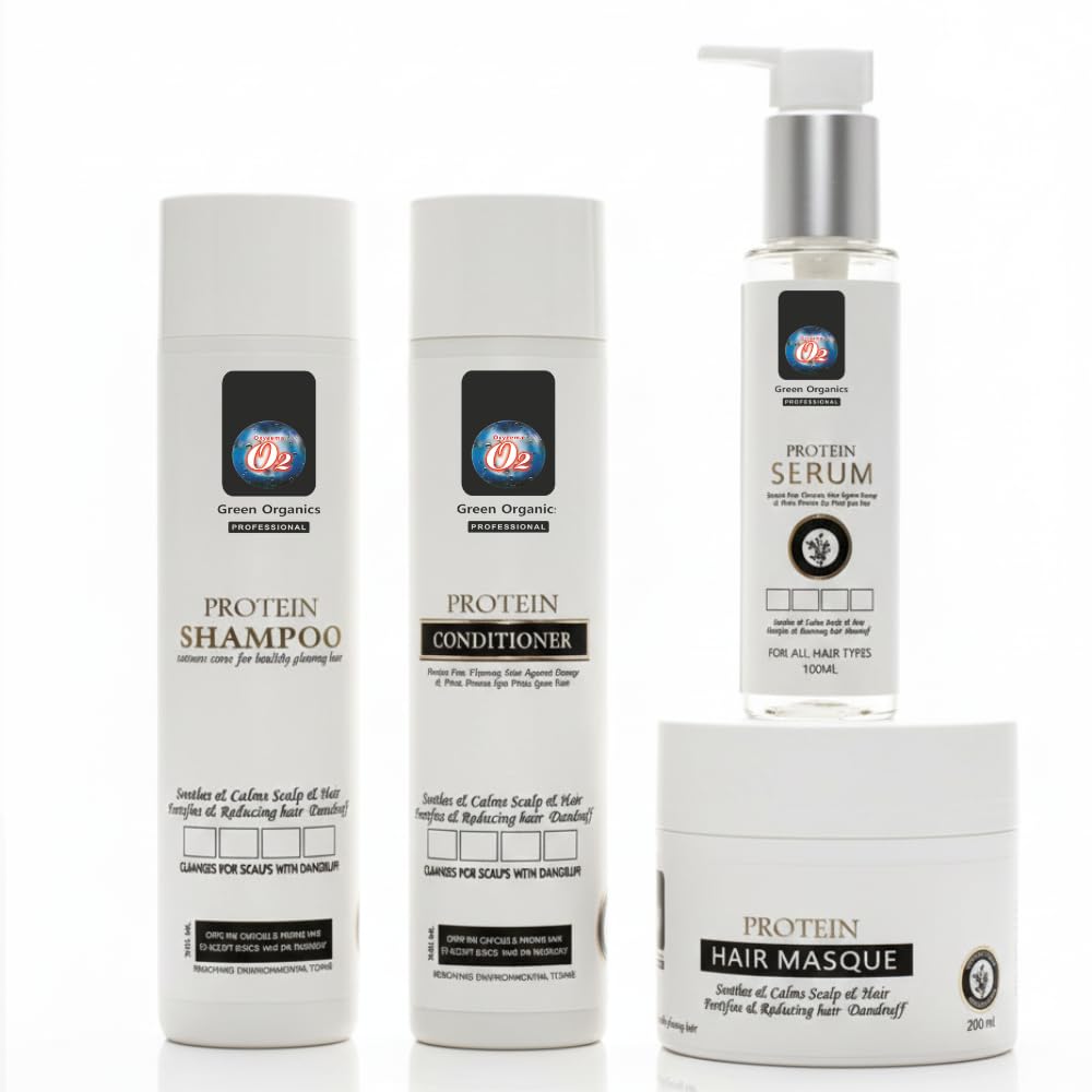Professional Protein Hair Repair Kit | Shampoo, Conditioner, Serum & Hair Masque | Repairs Damaged Hair, Controls Frizz & Dandruff, Boosts Shine | For All Hair Types-picture-32