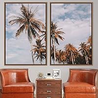 2 Piece Framed Canvas Wall Art Palm Tree Canvas Prints Home Artwork Decoration for Living Room,Bedroom - 16