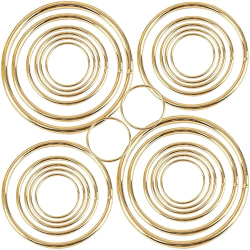 24Pcs Macrame Hoops Ring, BetterJonny 6 Sizes Metal Craft Rings Hoops Gold Dream Catcher Rings Wreath Hoop Rings for Home Decorations DIY Crafts and Wall Hanging Crafts(2in,3in,4in,5in,6in,8in)