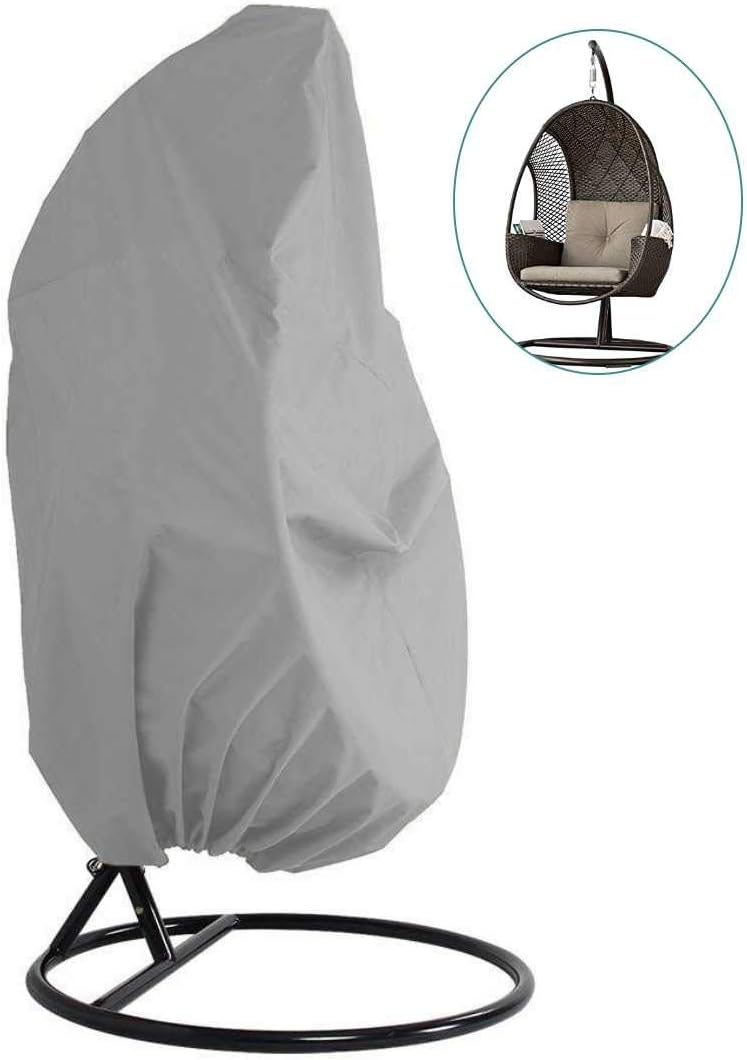 91x80 Inch Double Egg Chair Cover, 420D Oxford Waterproof Patio Hanging Swing Chair Cover for Outdoor Wicker, Grey