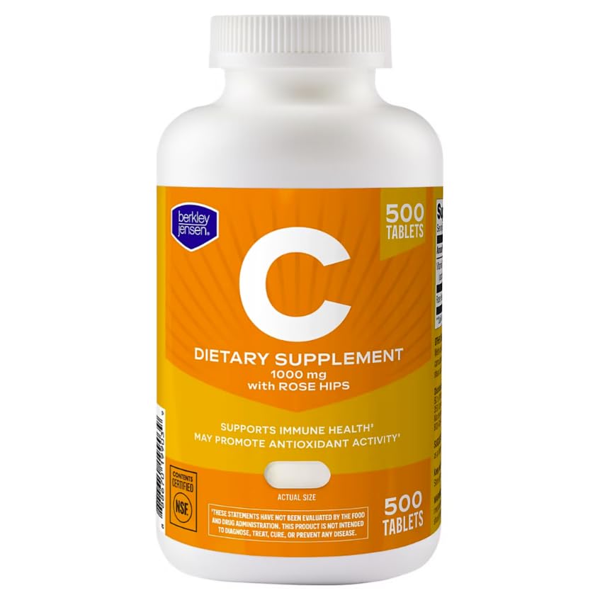 berkley jensen 1000mg Vitamin C Supplement with Rose Hips 500 Tablets