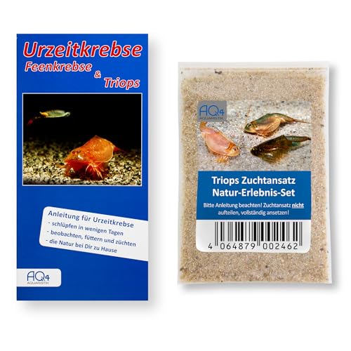 AQ4Aquaristik Triops Zuchtansatz Natur-Erlebnis-Set Urzeitkrebs-Eier ca. 100 Stück in Sand mit Anleitung