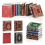 DERAYEE 24PCS Miniatures Dollhouse Books, Assorted Timeless 1:12 Scale Blank Mini Books for Halloween Party...