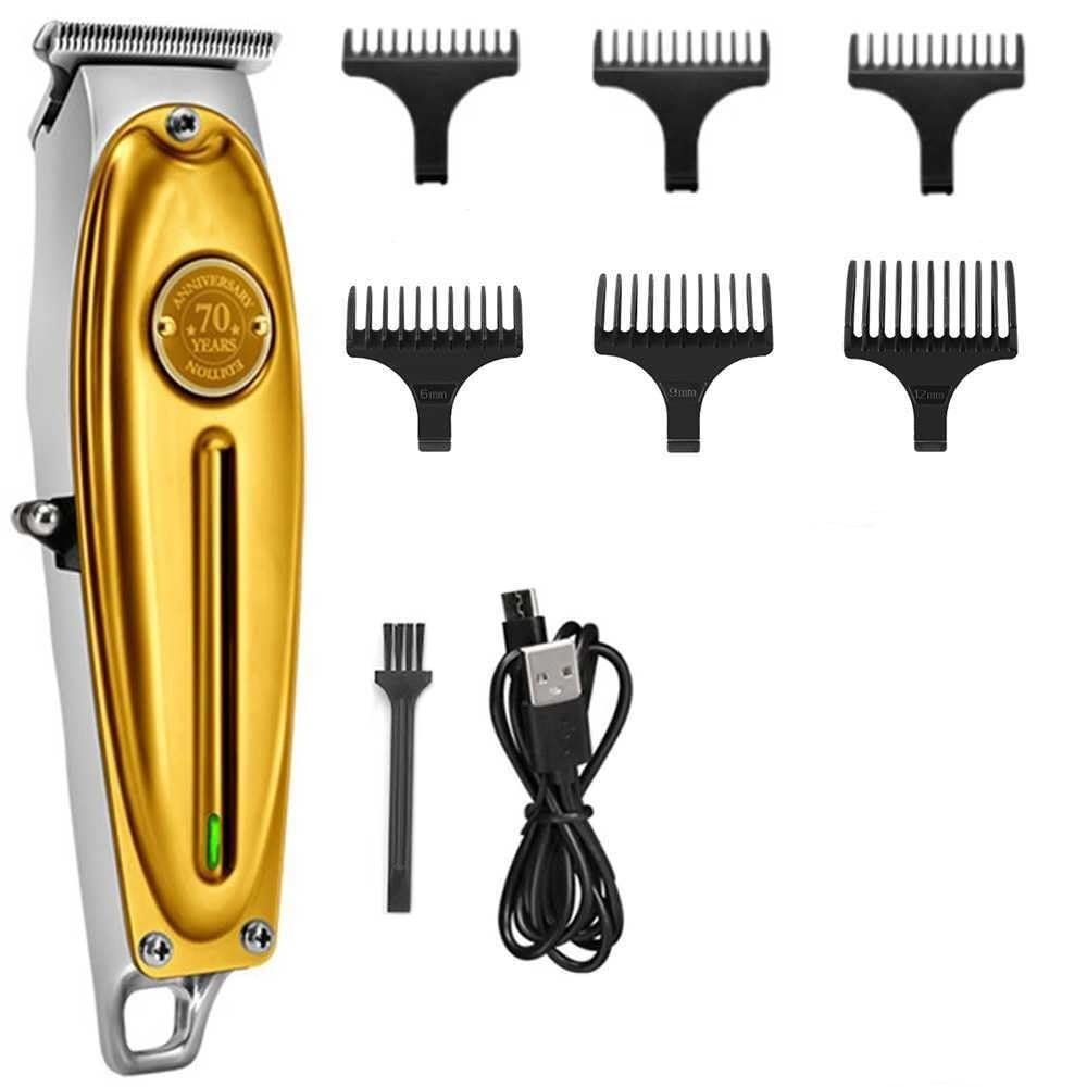 Tagliacapelli Uomo Professionale, Tagliacapelli/barba professionale con lama liscia, for stilisti e barbieri, senza fili, ricaricabile(Gold)