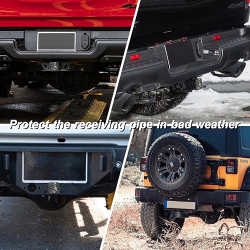 Tnomchey Skull Heap Hitch Covers Black and White Skull Human Skeleton Funny Thriller Black Square Towing Hitch Covers 2” Heavy Duty Trailer Hitch Tube Cover Plug Cap Rubber for Most Vehicles SUV