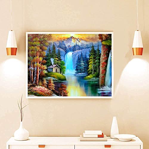 4 Pack Cross Stitch Kits - Stamped Cross Stitch Kits For Beginners Adults Four Seasons Waterfall Landscape Cross Stitch Kits For Adults 11Ct Diy Embroidery Needlepoint Kits Home Decor 12X16Inch #TOP2