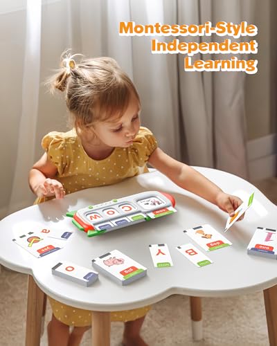 Alphabet Talking Flash Cards for Kids 3+ Years Old, Spelling Games, Teach Kids ABC Letters & Words, Montessori Learning Tools, Combine Words Based on Pictures, for Preschool Boys Girls