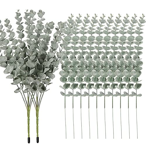Artistem 18" Artificial Eucalyptus Stems, Faux Greenery For Coffee Table Decor Farmhouse Home Decor Wedding Decor And Living Room Decor Fake Plants Leaves For Hobo Room Decor(Dark Green) #TOP3