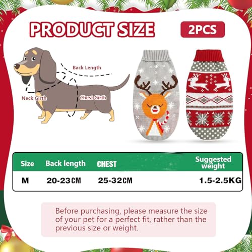 2 Stück Pullover Hund klein,Hundepullover,Weihnachten Hundepullover,Haustier Hund Katze Pullover,Hundekostüm Weihnachten für Kleine Hunde und Katzen,Winter Warmer Weihnachtspullover